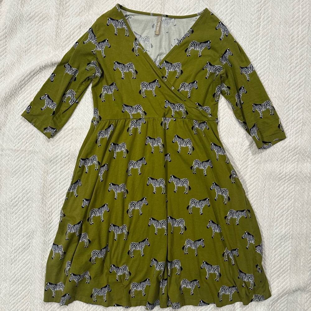 Mata Traders Olive Zebra Print Dress